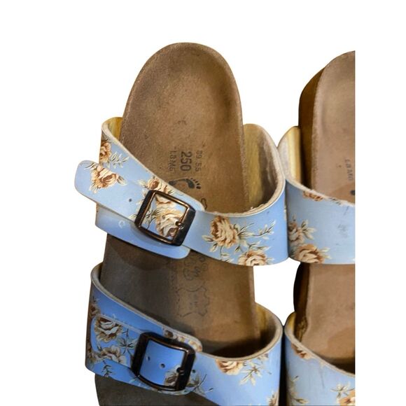 Birkenstock Birki's Michele slide sandals blue floral pattern Birko-Flor upper c - Picture 7 of 10